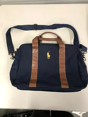 Ralph Lauren Polo Fragrance Duffle Bag Travel Pony Logo Blue & Brown 40X30X12CM • £29.50