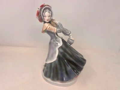 $39.99 • Buy Vintage Goldscheider Lady Figurine Bonnet & Parasol Blue Dress-Beautiful!
