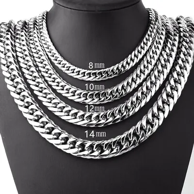 £7.49 • Buy Men's Silver Stainless Steel Necklace Link Curb Box Chain Fashion Chunky Gift