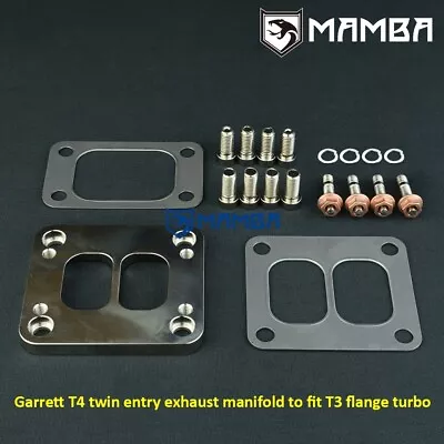 MAMBA Garrett T4 To T3 Divided CNC Turbo Header Flange + Gasket + Stud Kit • $84.90