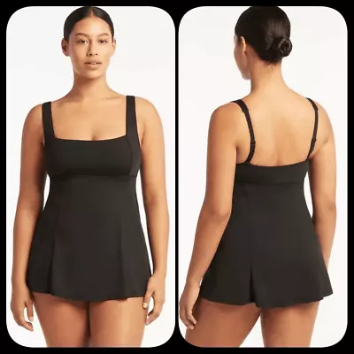 NWOT Sea Level Eco Essentials Square Neck Tummy Control Swim Dress Sz 8 • $54.40