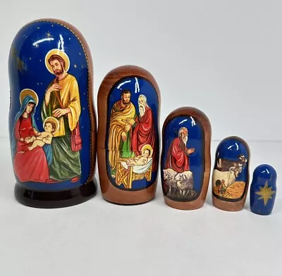 Nativity Scene Nesting Dolls Set Handcrafted Stacking Christmas Holiday Gift  • $27.89