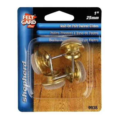 Shepherd Hardware Felt Base Swivel Furniture Glides Nail-On 9938 Brass 4 Count • $6.49