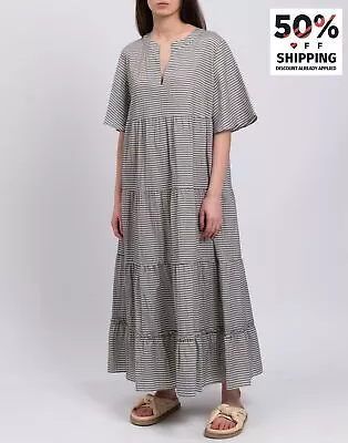 RRP€308 MARINA SPORT BY MARINA RINALDI Tiered Dress Plus Size 21 US12 M Striped • $101.05