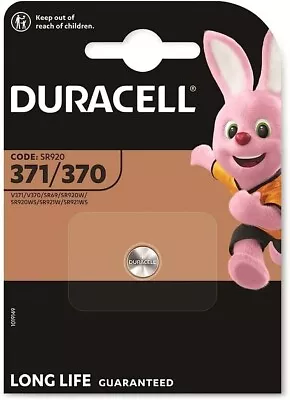 1 X Duracell 371 Silver Oxide Watch Battery 1.5V D371/370 V371/370 SR69 SR920SW • £3.49