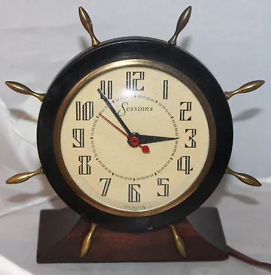 Vintage Sessions Ship Wheel Electric Desk Clock - Model 2W - Works! • $2.99