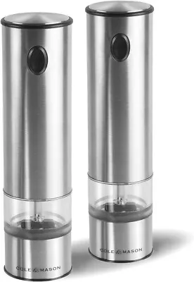 Cole & Mason Battersea Salt And Pepper Mills Electronic Stainless S/Gift Set • £27.99
