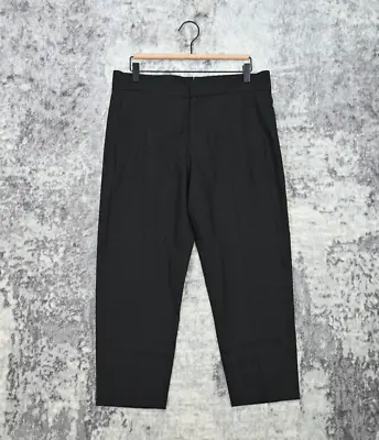 Helmut Lang Pants Womens Black Relaxed Fit Wool Crop Trouser Size 6 • $39.99