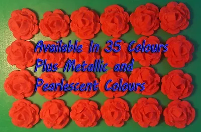 24 Edible 3D Large Roses Flowers Cupcake Cake Toppers Decorations Weddings • £12.49