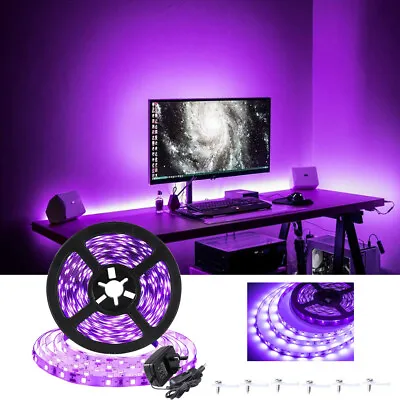 5/12MLED UV Black Strip Light 385-400nm 12V Flexible Ultraviolet Party Lamp Tape • £23.99