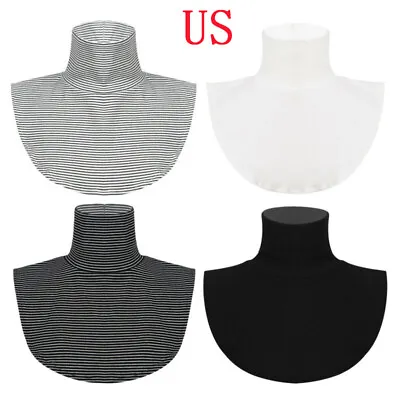 Faux Cotton Turtleneck High Neck Dickey Mock Blouse Half Top Bib Fake Collar  • $8.36