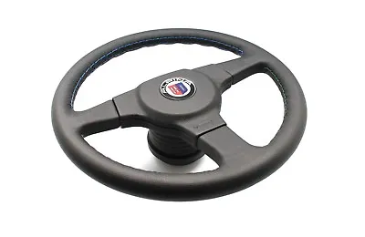 ALPINA BMW By MOMO Steering Wheel 3 Spokes Black Leather 360mm W/  MOMO Hub Kit • $569.95
