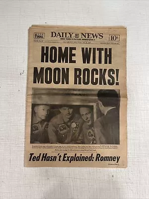 Home With Moon Rocks! July 25 1969 Daily News NY Newspaper Apollo 11 Astronaut • $14.99