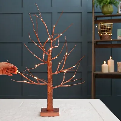 £17.99 • Buy 2ft Battery Indoor LED Light Up Copper Twig Tree | Christmas Table Decoration
