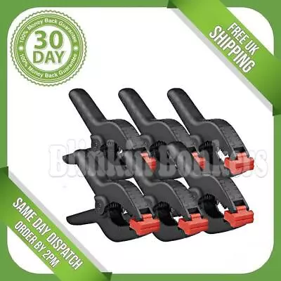 6 Spring Clamps Heavy Duty Pack Of 2.5'' Quality Nylon Plastic Quick Grip Clips • £3.29