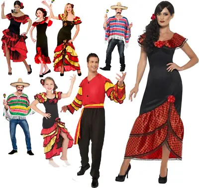 Spanish Mexican Senorita Rumba Dancer Fancy Dress Costume Ladies Mens • £21.99