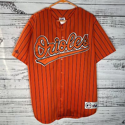 Vintage Majestic Baltimore Orioles Striped Sewn MLB Jersey USA Made Men’s Large • $69.99