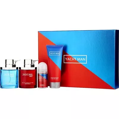 Yacht Man Blue And Yacht Man Red By Myrurgia For Men - 4 Pc Gift Set 3.4oz Red • $11.53