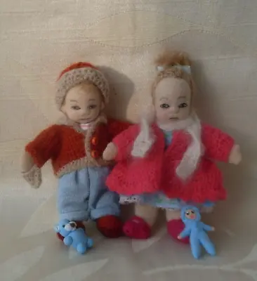 2 Hand Made Miniature 4 Inch  Waldorf Style Dolls/rag/fabric/cloth Doll • £65