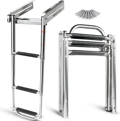 Under Platform Slide Mount Boat Boarding Ladder 3 Steps Telescoping Boat Ladder • $85.90