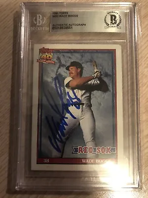 1991 Topps Wade Boggs Autographed Card - BAS Beckett Authentication Services • $27.99