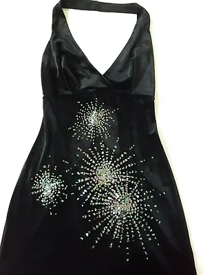 Shirley Of Hollywood Black Velvet Dress Size 14 Women Designer Party Dresses • £48