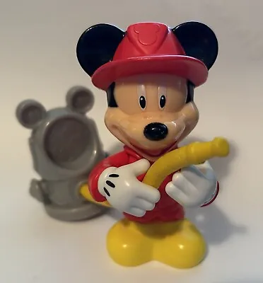 Disney Mickey Mouse Firefighter Figure Cake Top Hose Hydrant Helmet Movable Arms • $9.99