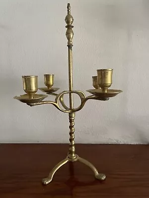 Vintage Brass Candelabra Four Light Adjustable Candle Holder 3 Claw Feet 2.8lb • $35.49