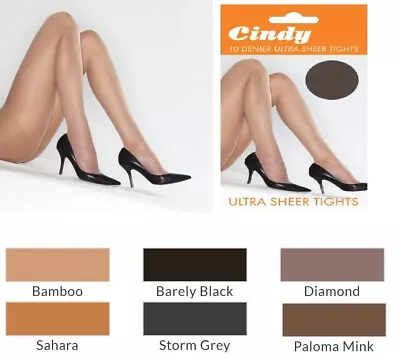 £3.50 • Buy CINDY Women 10 Denier Ultra Sheer Tights - M & L - 1 Pair & 3 Pairs - 6 Colours