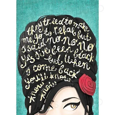 £5.99 • Buy Amy Winehouse Rehab Poster, Music Typography, Lyrics Home Decor Wall Print