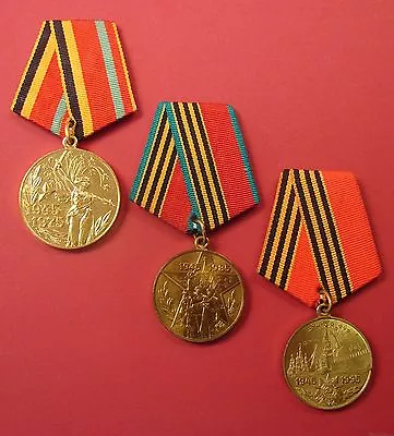 Lot Of 3 Soviet WW2 VICTORY ANNIV. MEDALS Original USSR Russian Vet Award A+Cond • $19.99