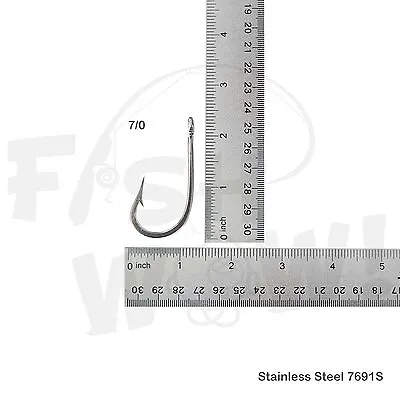 Fish WOW!® 7691S Stainless Steel Hook Size 7/0 Select From Lot 5 10 20 50 100 • $9.25