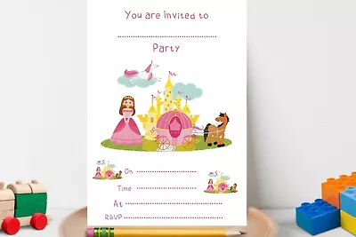 Princess Children's Party Invitations 10 Kids Princess Party Invites Princess • £5.95
