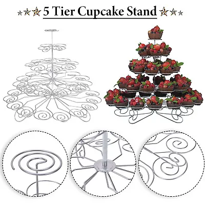 5 Tier 41 Cupcake Stand Metal Display Holder Birthday Wedding Party Table Decor • £17.99