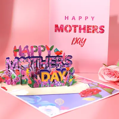 3D Pop Up Mothers Day Cards Gifts Floral Bouquet Greeting Birthday Wishes Card • £2.98