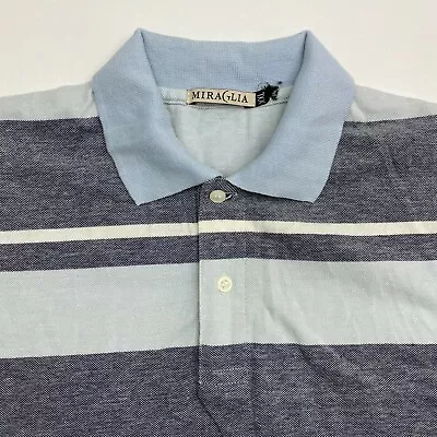 Miraglia Polo Shirt Mens XXL Multicolor Stripe Short Sleeve Casual • $18.95