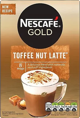 Nescafe Gold Toffee Nut Instant Coffee Sachets (Pack Of 6 Total 48 Sachets) • £11.60