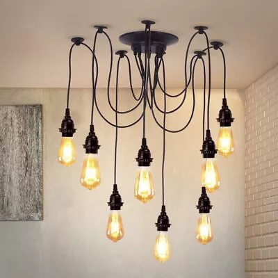 Industrial Spider Light Fittings Ceiling Multi Bulb Way Pendant Light Chandelier • £48.89