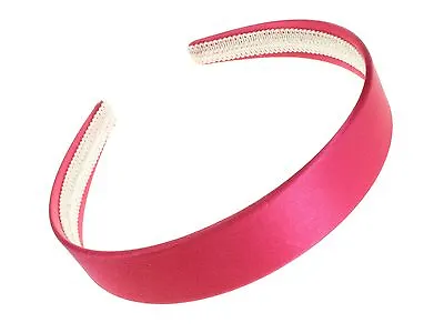 2.5cm (1 ) Bright Pink Satin Plastic Alice Band Hair Band Headband No Teeth • £3.38