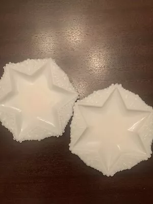 Vintage Milk Glass 6 Point Star Dresser/Vanity Trinket Dish Set Of 2 • $25