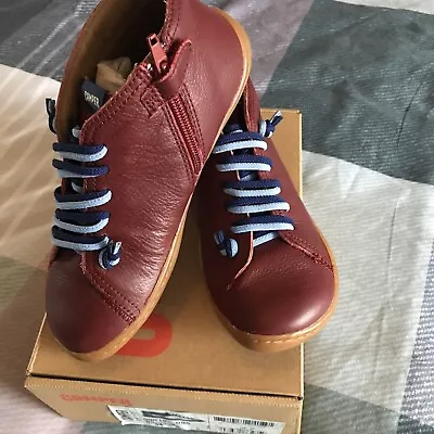 Camper Peu Cami Kids Shoes Burgundy With Blue Laces EU 34 UK 2 :) • £34.95