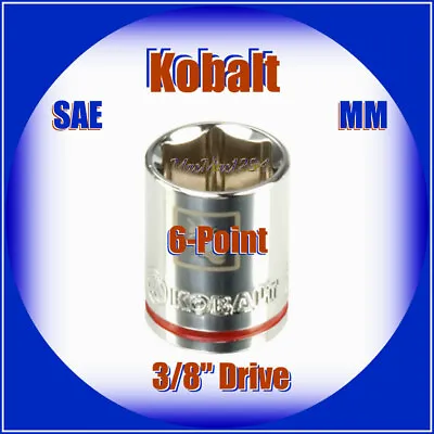 KOBALT 3/8  Drive Shallow Socket - 6 Point - SAE Inch Metric MM - Any Size - NEW • $8.88