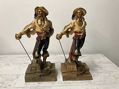 Vintage Pair Armor Bronze Co. Pirate Bookends Sailor • $75