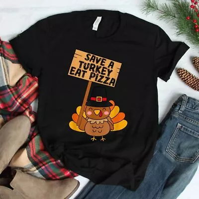 Eat Pizza Vegan Turkey Thanksgiving Retro Vintage Unisex T-Shirt Size S-5XL • $6.99