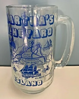 Vtg Marthas Vineyard MA Pint Map BEER GLASS Retro Whale Stein Chilmark Edgartown • $169.99