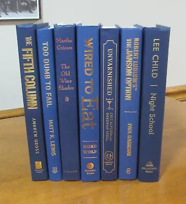 DECOR Book Lot 7 Library Shelf Display Modern Home Staging Navy Blue Gold Txt EX • $25.99