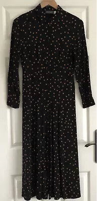 Mint Velvet Gorgeous Black With Orange Star Midi Shirt Dress Size 8. • £45