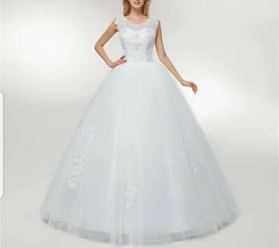 £169.50 • Buy UK White/Ivory  Floor Length Sleeveless A Line Wedding Dresses Size UK 6-18