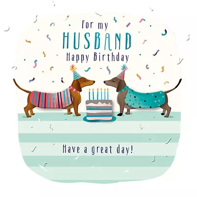 Birthday Card - Husband - Dachshund Dog - 3D Glitter - Talking Pictures • £3.89