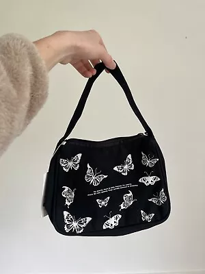 Black Butterfly Shoulder Bag With Quite Y2K Festival Raves • £4.99